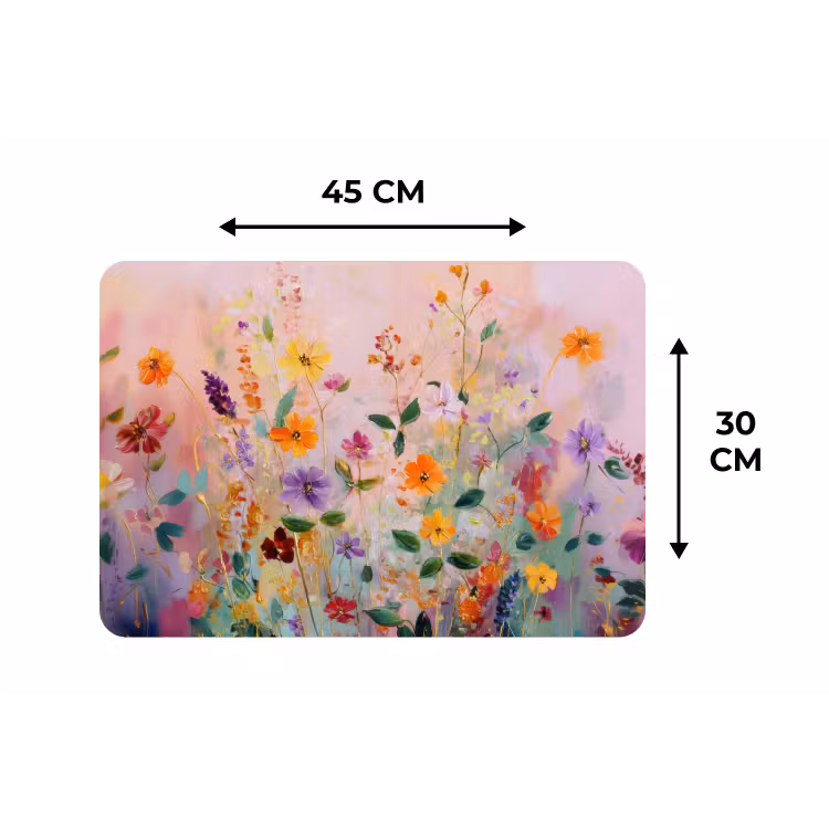 Schilderij - Bloemen - Abstract - Kleurrijk Placemat vinyl groot -specs