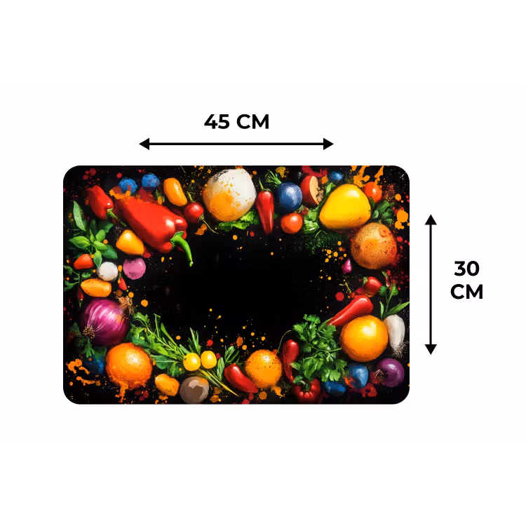 Groente - Graffiti - Kleurrijk - Koken - Abstract Placemat vinyl groot -specs