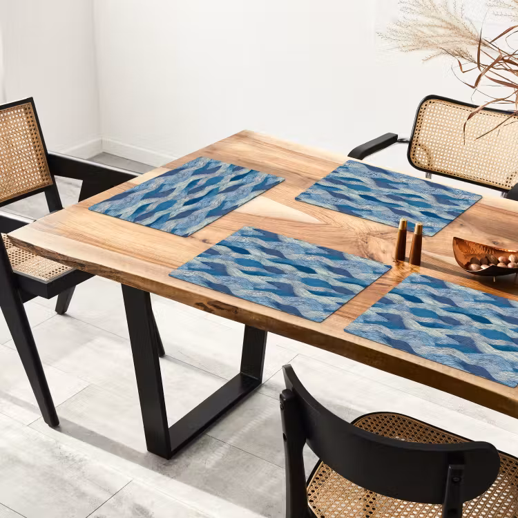 Getekend - Blauw - Wit - Golvend - Streepjes Placemat vinyl groot 368 -zzsfeer4_Kitchenyeah-website