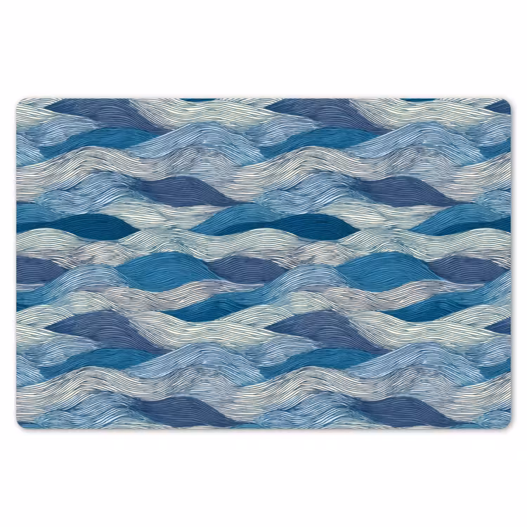 Getekend - Blauw - Wit - Golvend - Streepjes Placemat vinyl groot 368 -zzsfeer1_Kitchenyeah-website