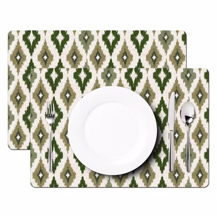 Geografisch - Ruitmotief - Groen Placemat vinyl groot 368 -zzsfeer2_Kitchenyeah-website