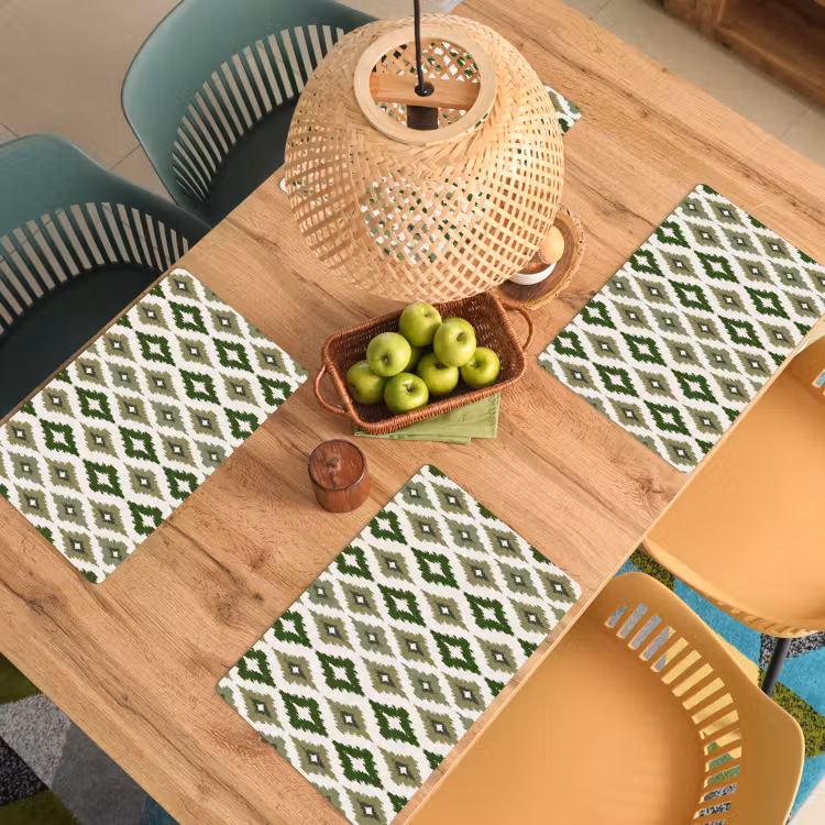 Geografisch - Ruitmotief - Groen Placemat vinyl groot 368 -zzsfeer5_Kitchenyeah-website