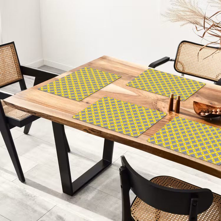 Geometrisch - Cirkels - Modern - Grijs - Geel Placemat vinyl groot 368 -zzsfeer4_Kitchenyeah-website