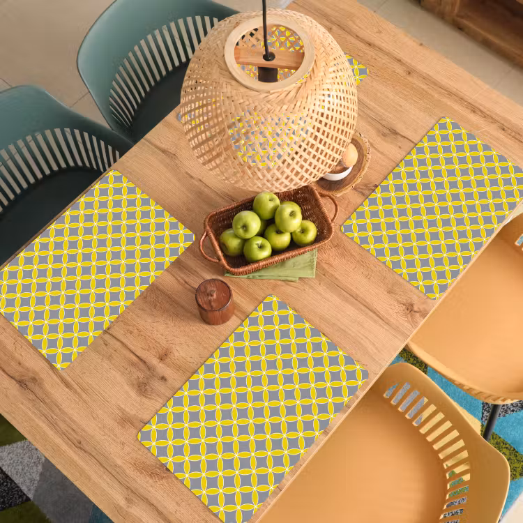 Geometrisch - Cirkels - Modern - Grijs - Geel Placemat vinyl groot 368 -zzsfeer5_Kitchenyeah-website