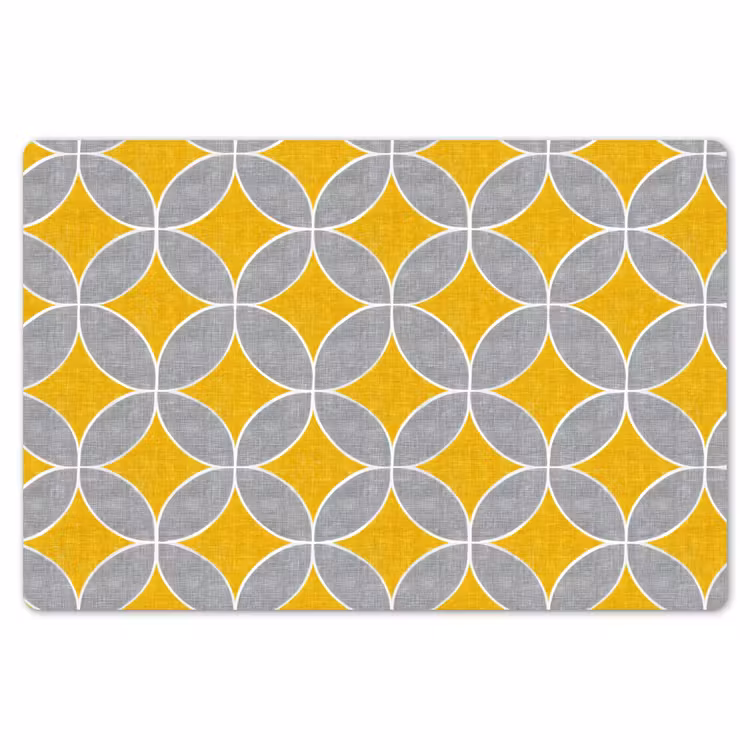 Geometrisch - Cirkels - Textuur - Grijs - Geel Placemat vinyl groot 368 -zzsfeer1_Kitchenyeah-website