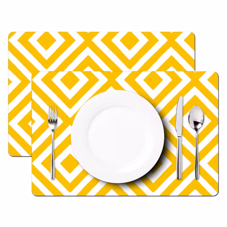 Geometrisch - Lijnen - Modern - Geel - Wit Placemat vinyl groot 368 -zzsfeer2_Kitchenyeah-website