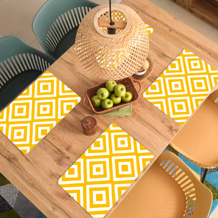 Geometrisch - Lijnen - Modern - Geel - Wit Placemat vinyl groot 368 -zzsfeer5_Kitchenyeah-website