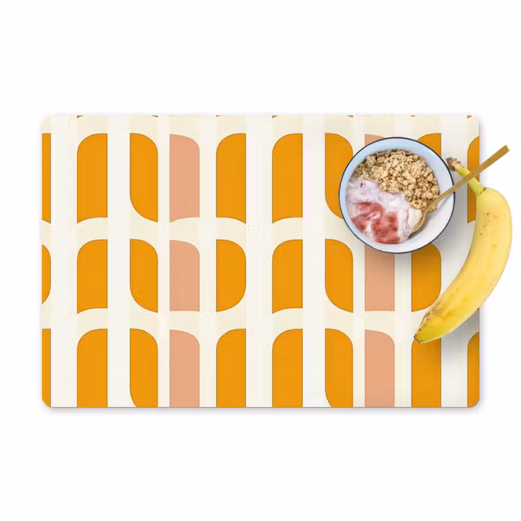 Geometrisch - Patroon - Geel - Roze Placemat vinyl groot 368 -zzzproduct_Kitchenyeah-website