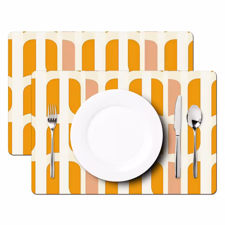 Geometrisch - Patroon - Geel - Roze Placemat vinyl groot 368 -zzsfeer2_Kitchenyeah-website