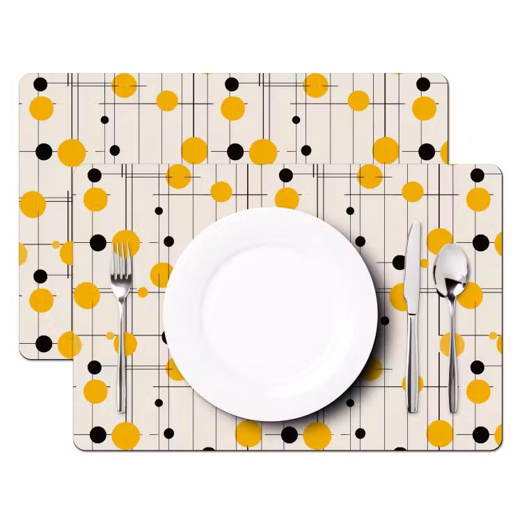Geometrisch - Retro - Lijnen - Okergeel - Zwart Placemat vinyl groot 368 -zzsfeer2_Kitchenyeah-website