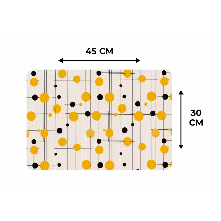 Geometrisch - Retro - Lijnen - Okergeel - Zwart Placemat vinyl groot 368 -specs