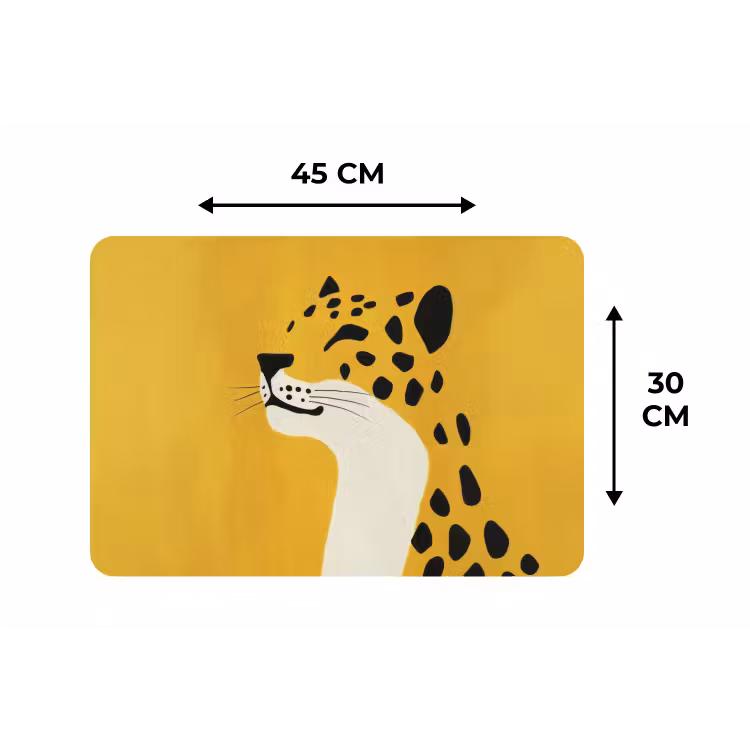 Cheetah - Illustratie - Geel Placemat vinyl groot -specs