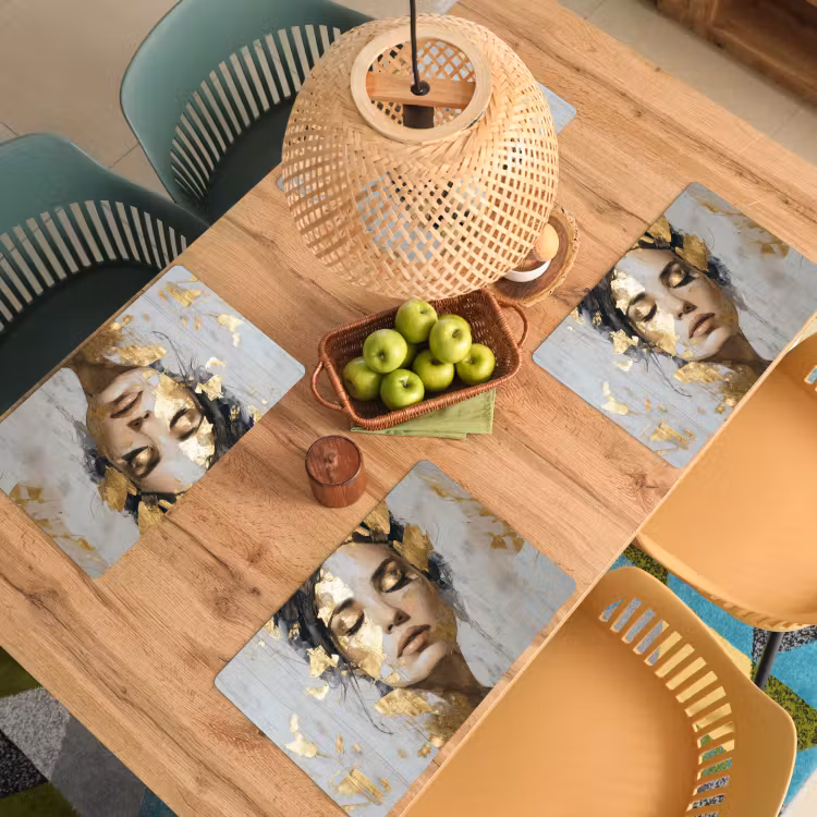 Sierlijk - Vrouw - Goud - Ogen Placemat vinyl groot -zzsfeer5_Kitchenyeah-website