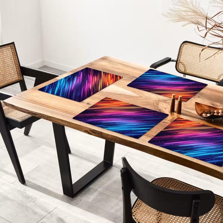 Snelheid - Kosmos - Kleurrijk Placemat vinyl groot -zzsfeer4_Kitchenyeah-website
