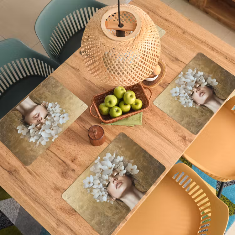 Gezicht - Bloemen - Goud - Abstract Placemat vinyl groot -zzsfeer5_Kitchenyeah-website