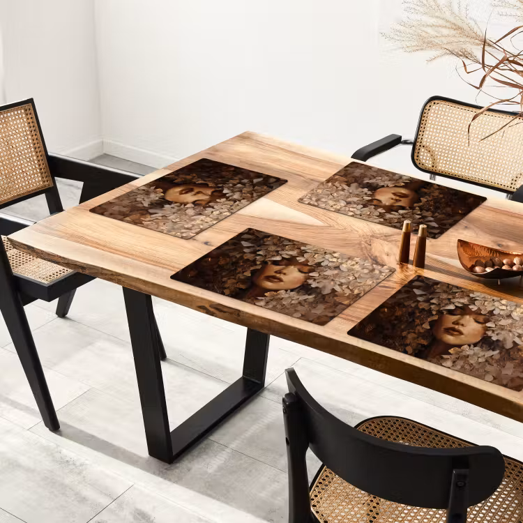 Gezicht - Vrouwe - Bladeren - Penseelstreken Placemat vinyl groot -zzsfeer4_Kitchenyeah-website