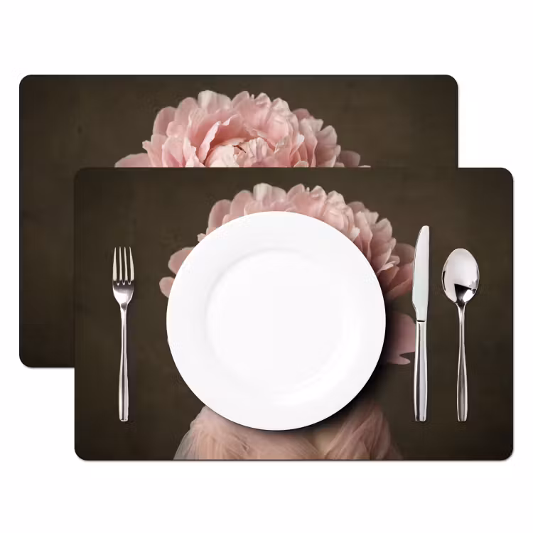 Gezicht - Roos - Roze Placemat vinyl groot -zzsfeer2_Kitchenyeah-website