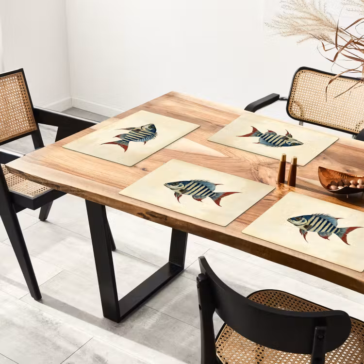 Gestreept - Donkerblauw - Rugvin - Vis Placemat vinyl groot -zzsfeer4_Kitchenyeah-website