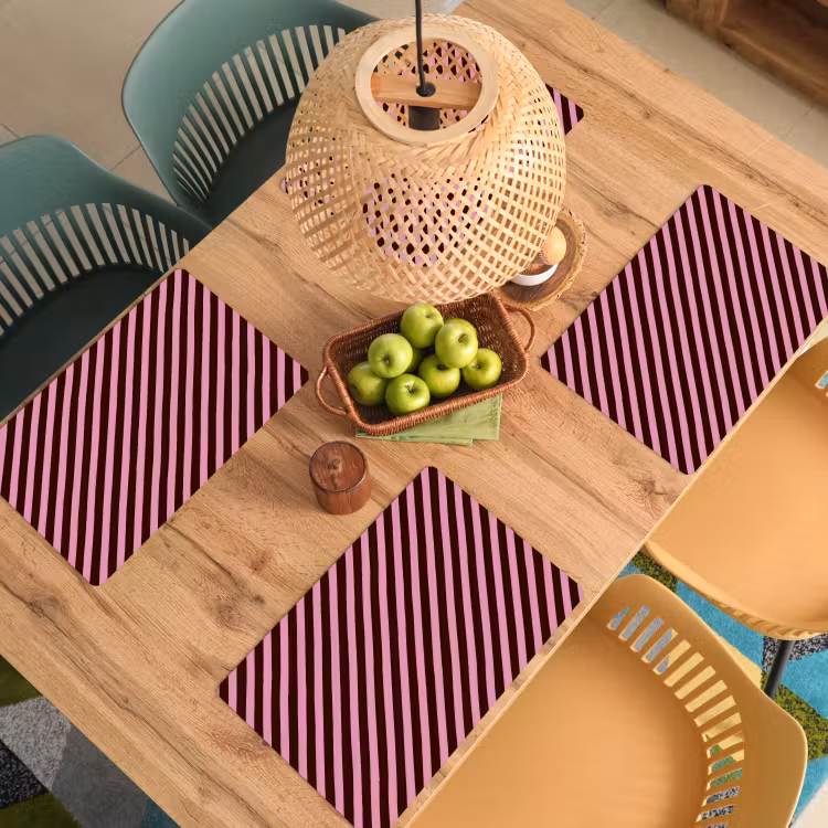 Strepen - Roze - Bruin Placemat vinyl groot 368 -zzsfeer5_Kitchenyeah-website