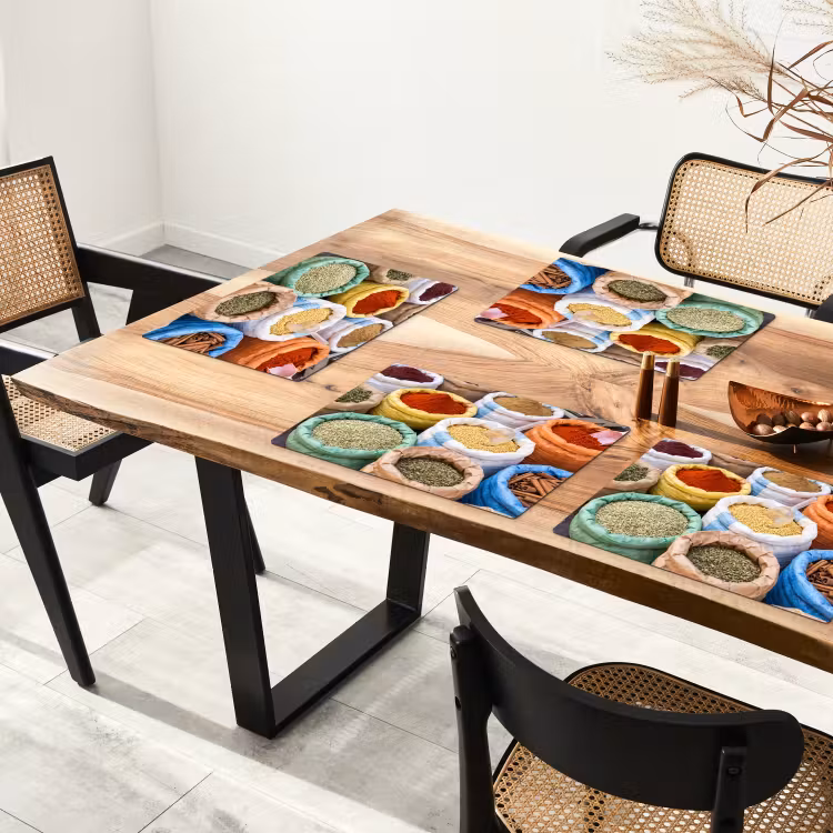 Tischset - 6 Stück - Gewürze – Beutel – Markt - Kruiden - Zakken - Markt Placemat vinyl groot