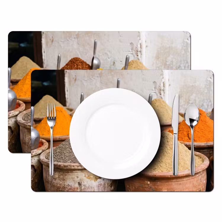 Tischset - 6 Stück - Gewürze – Gläser – Orientalisch - Kruiden - Potten - Oosters Placemat vinyl groot