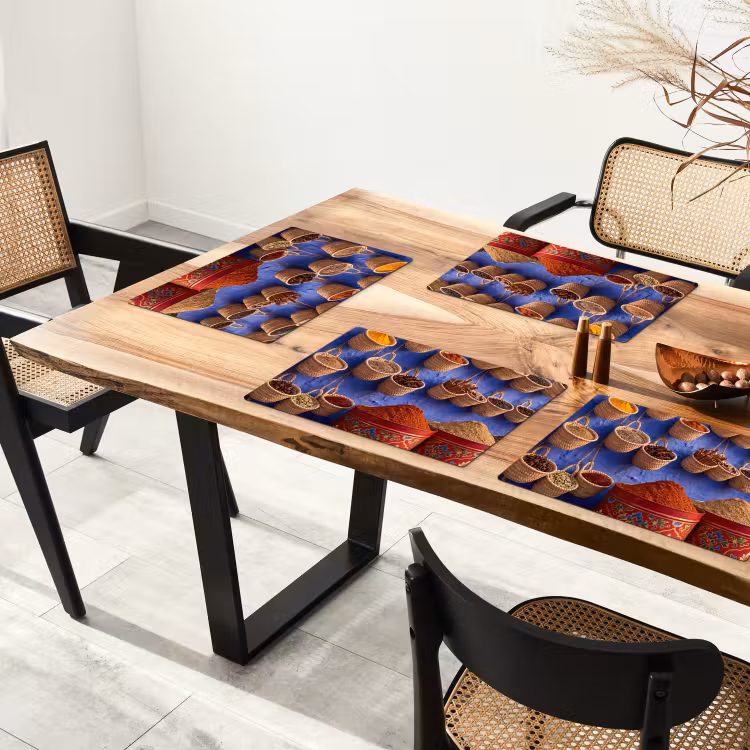 Tischset - 6 Stück - Gewürze – Körbe – Markt - Kruiden - Manden - Markt Placemat vinyl groot