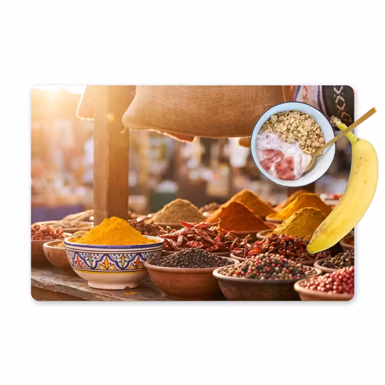 Tischset - 6 Stück - Gewürze – Markt – Bunt - Specerijen - Markt - Kleurrijk Placemat vinyl groot