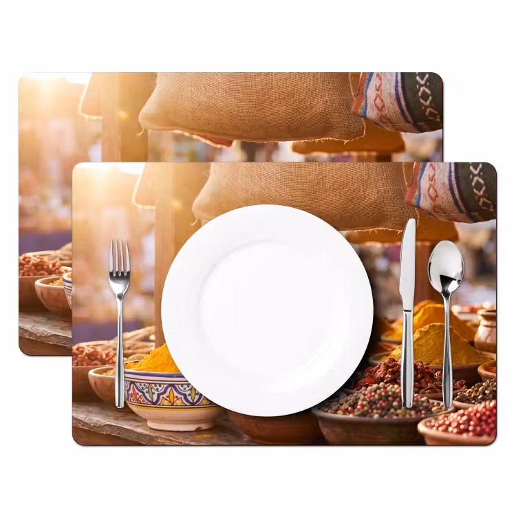 Tischset - 6 Stück - Gewürze – Markt – Bunt - Specerijen - Markt - Kleurrijk Placemat vinyl groot
