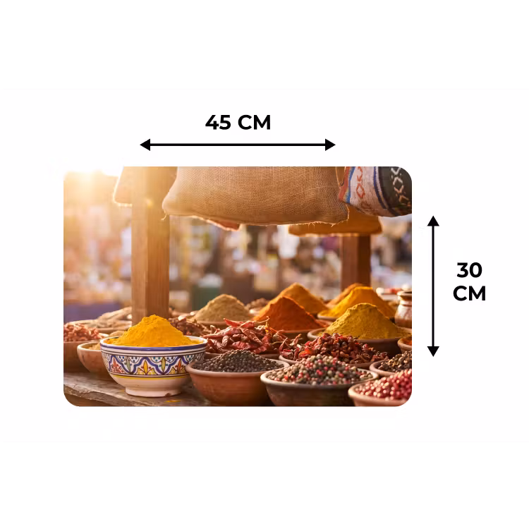 Tischset - 6 Stück - Gewürze – Markt – Bunt - Specerijen - Markt - Kleurrijk Placemat vinyl groot