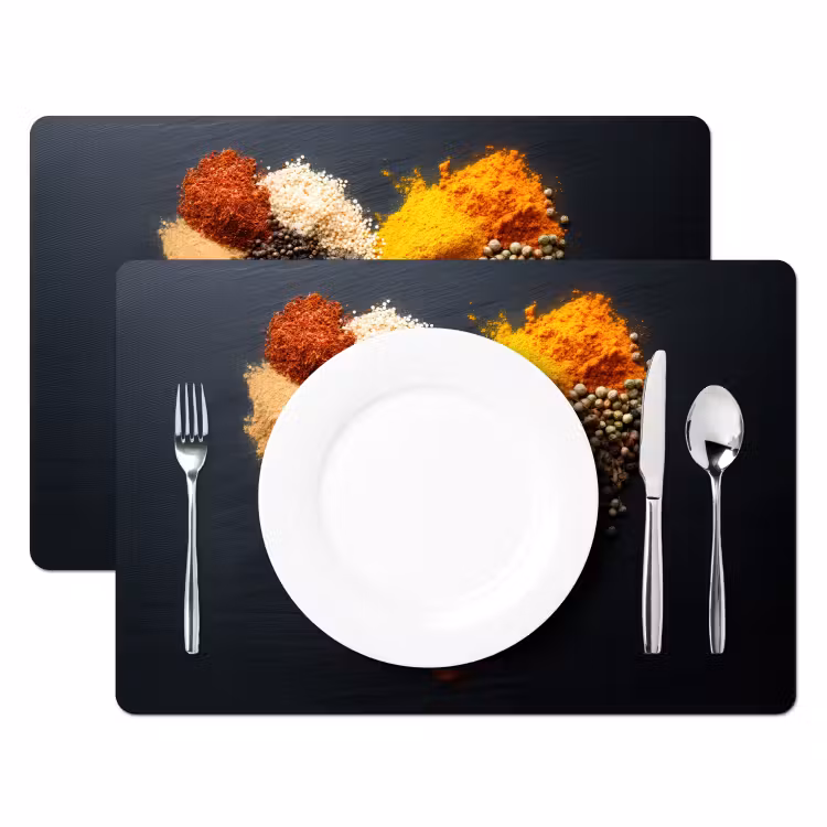 Specerijen - Mix - Hartvorm - Zwart Placemat vinyl groot -zzsfeer2_Kitchenyeah-website