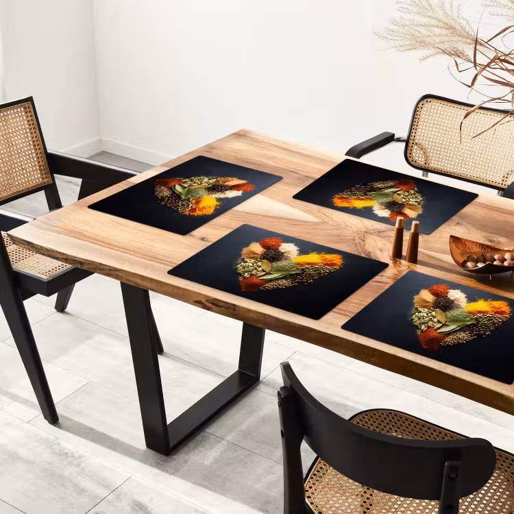 Specerijen - Mix - Hartvorm - Zwart Placemat vinyl groot -zzsfeer4_Kitchenyeah-website
