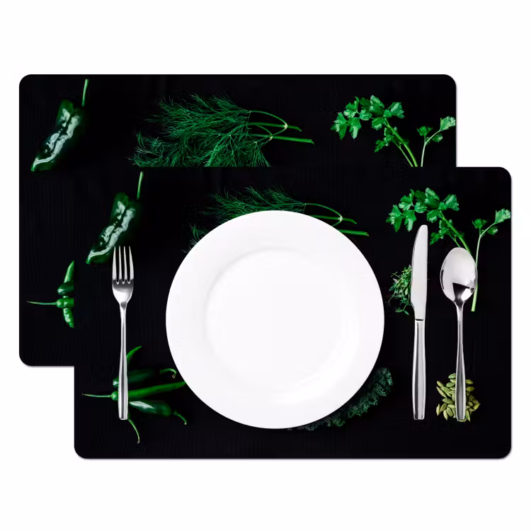 Specerijen en kruiden op zwarte achtergrond Placemat vinyl groot -zzsfeer2_Kitchenyeah-website