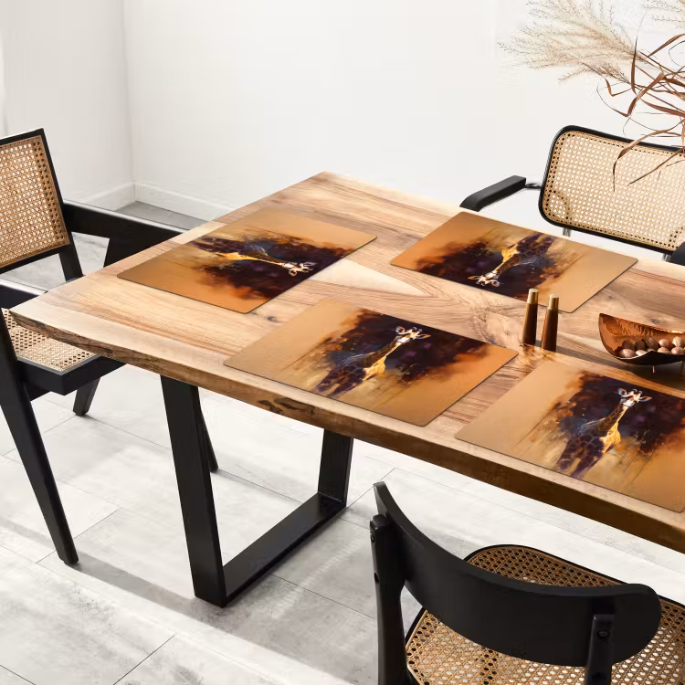 Giraf - Bruin - Abstract - Geschilderd Placemat vinyl groot -zzsfeer4_Kitchenyeah-website