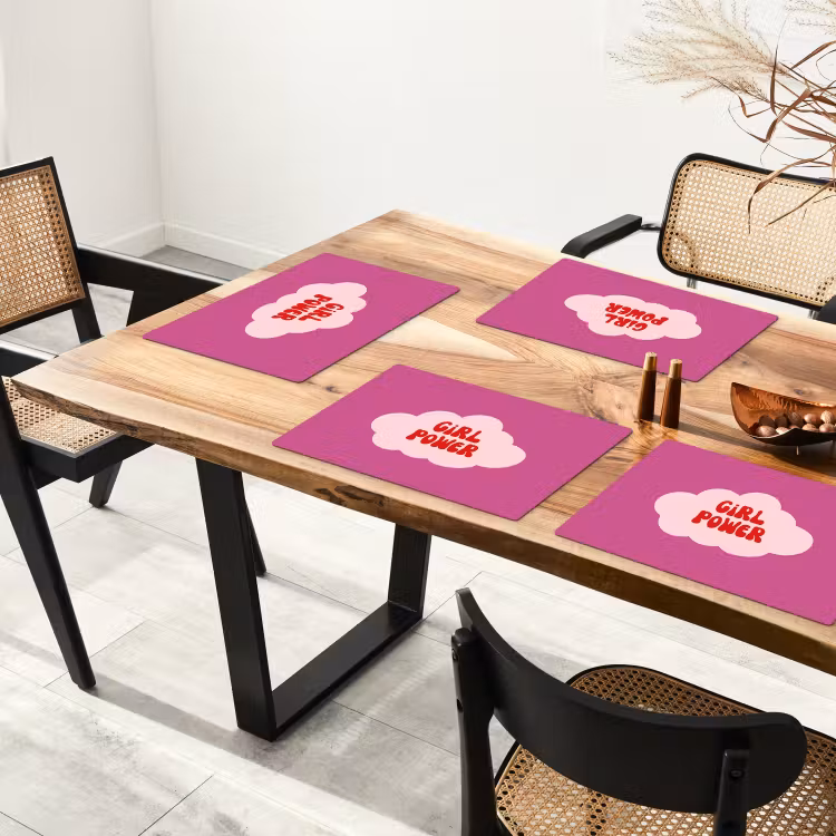 Girl power - Wolk - Roze Placemat vinyl groot -zzsfeer4_Kitchenyeah-website