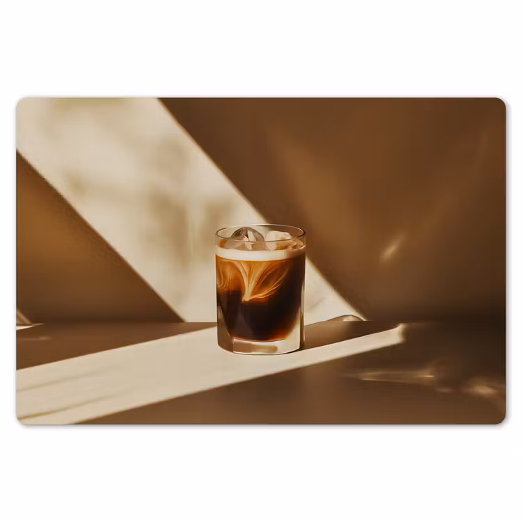 Glas - Ijskoffie - Schaduw - Bruin Placemat vinyl groot -zzsfeer1_Kitchenyeah-website