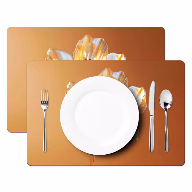 Glazen - Bloem - Oranje Placemat vinyl groot -zzsfeer2_Kitchenyeah-website