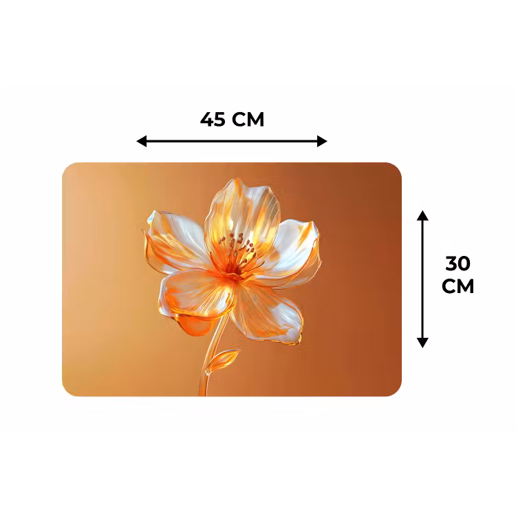 Glazen - Bloem - Oranje Placemat vinyl groot -specs