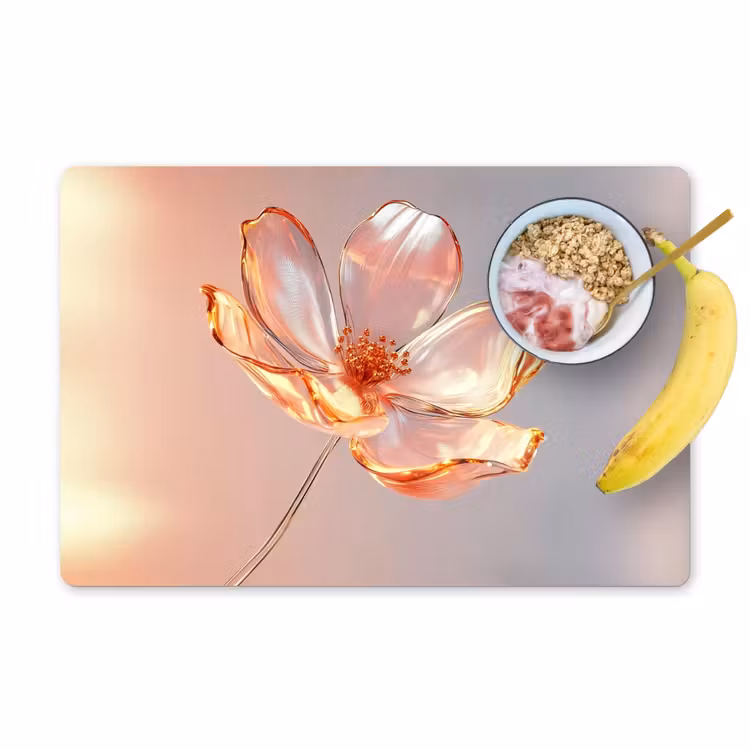 Glazen - Bloem - Roze Placemat vinyl groot -zzzproduct_Kitchenyeah-website