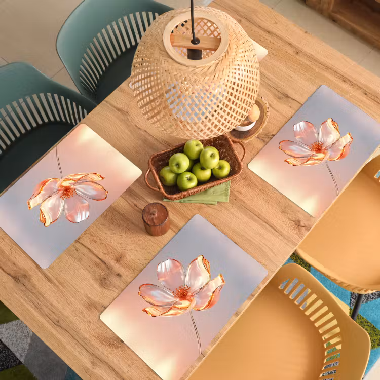 Glazen - Bloem - Roze Placemat vinyl groot -zzsfeer5_Kitchenyeah-website