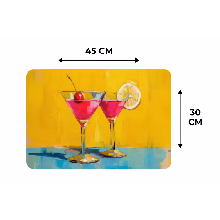 Glazen - Cocktail - Citroen - Kers Placemat vinyl groot -specs