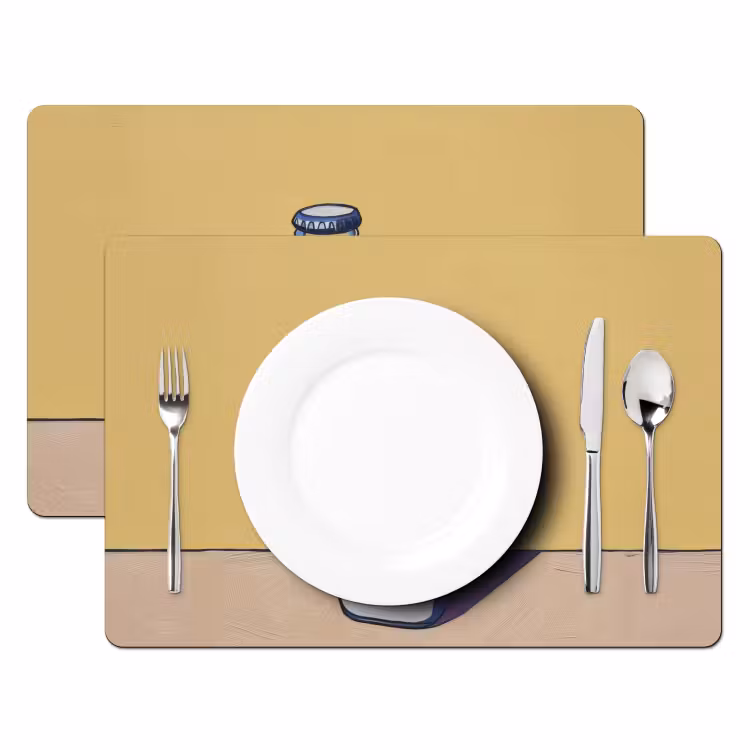 Glazen - Fles - Illustratie - Melk Placemat vinyl groot -zzsfeer2_Kitchenyeah-website