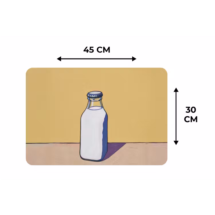Glazen - Fles - Illustratie - Melk Placemat vinyl groot -specs