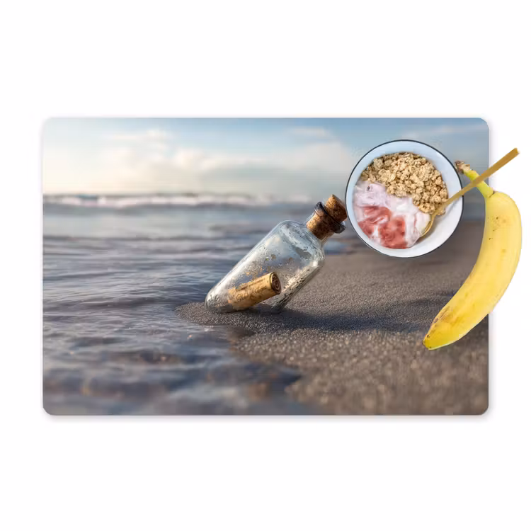 Glazenfles - Post - Zee - Zand Placemat vinyl groot -zzzproduct_Kitchenyeah-website
