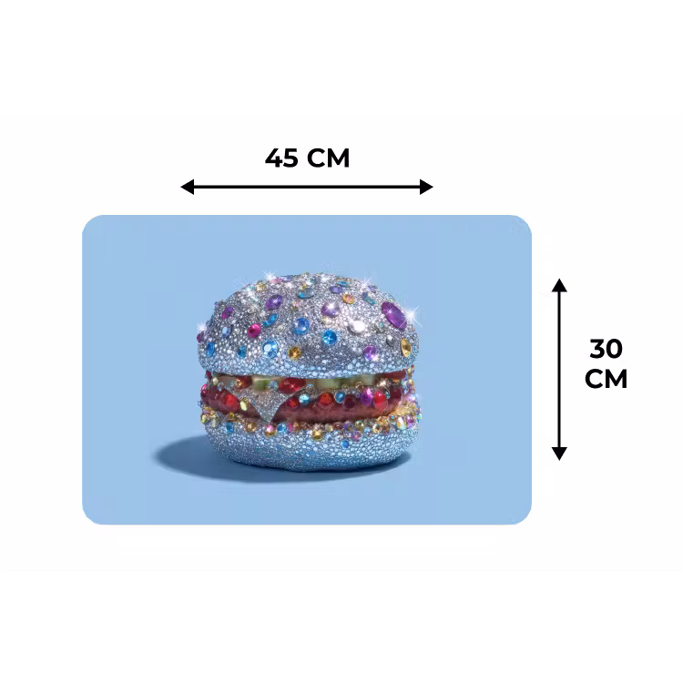 Glitters - Hamburger - Blauw Placemat vinyl groot -specs