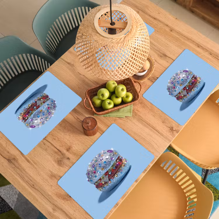 Glitters - Hamburger - Blauw Placemat vinyl groot -zzsfeer5_Kitchenyeah-website