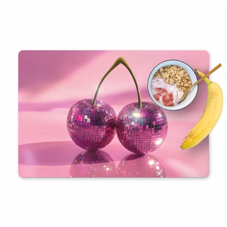 Glitter - Discobol - Roze - Kersen Placemat vinyl groot -zzzproduct_Kitchenyeah-website