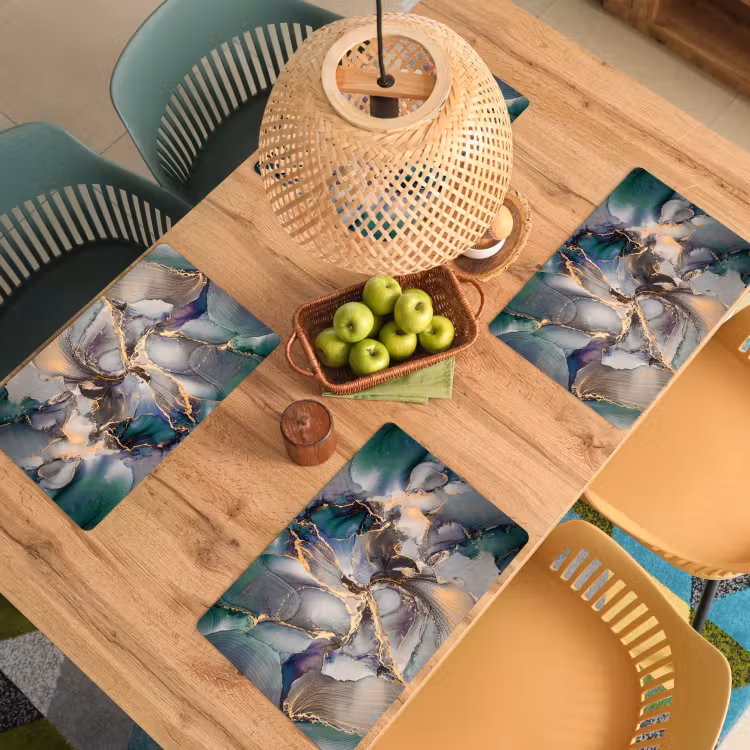 Goud - Blauw - Marmer Placemat vinyl groot -zzsfeer5_Kitchenyeah-website