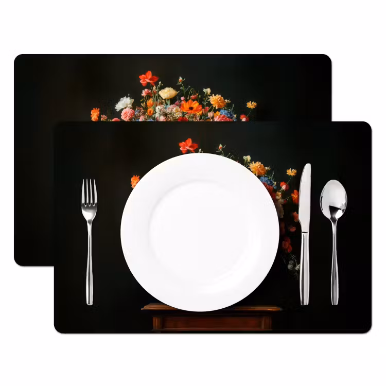 Goud - Bloemen - Kleuren - Vaas Placemat vinyl groot -zzsfeer2_Kitchenyeah-website