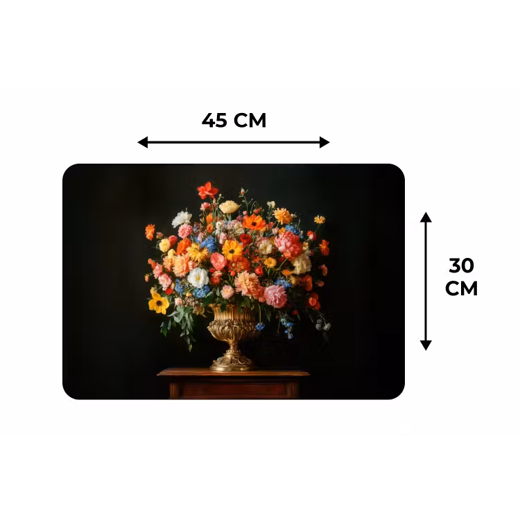 Goud - Bloemen - Kleuren - Vaas Placemat vinyl groot -specs