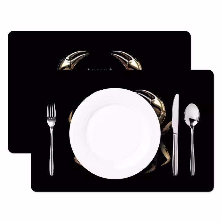 Goud - Krab - Dieren - Zwart Placemat vinyl groot -zzsfeer2_Kitchenyeah-website